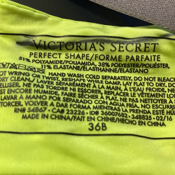 Victoria's Secret Perfect Shape Padded Neon Green-Yellow Underwire Bra 36B VGC - Picture 5 of 5